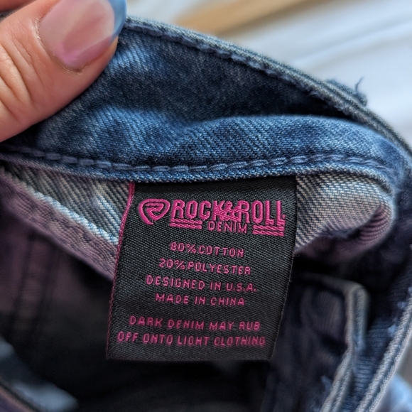 Rock & Roll Denim Blue Women's Shorts Fringe Detail High Waist 32 Western - Picture 5 of 8